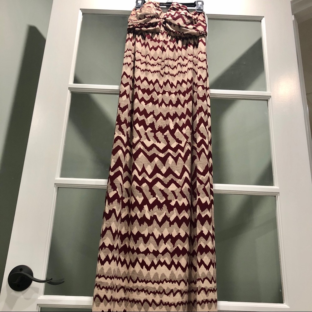 Vanity Maxi Burgundy Beaded Halter Top Dress M